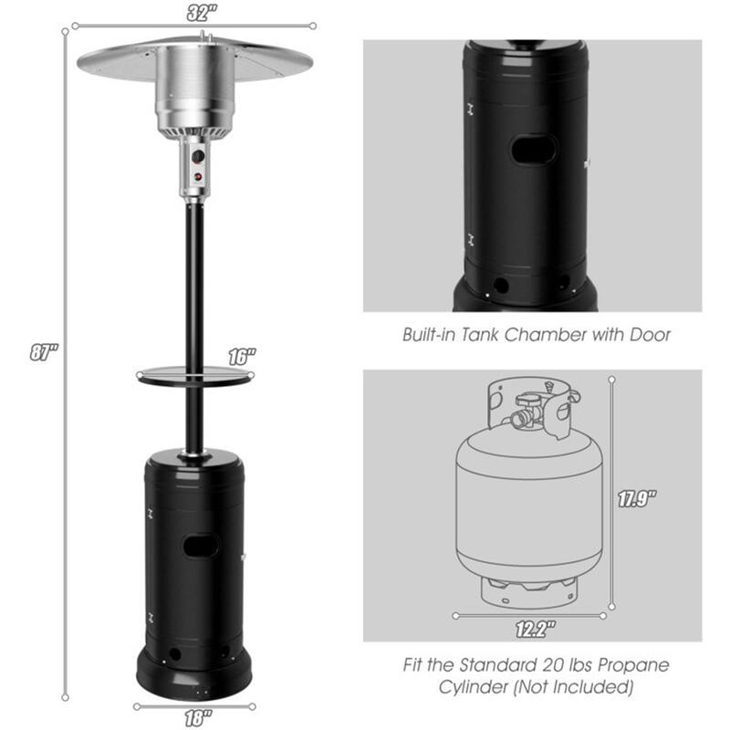 Outdoor Standing Heater with Table and Wheels