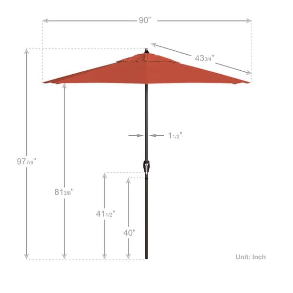 dimension image slide 16 of 20, North Bend 7.5 Crank Lift Auto Tilt Patio Umbrella with Outdoor Rated Olefin Fabric by Havenside Home