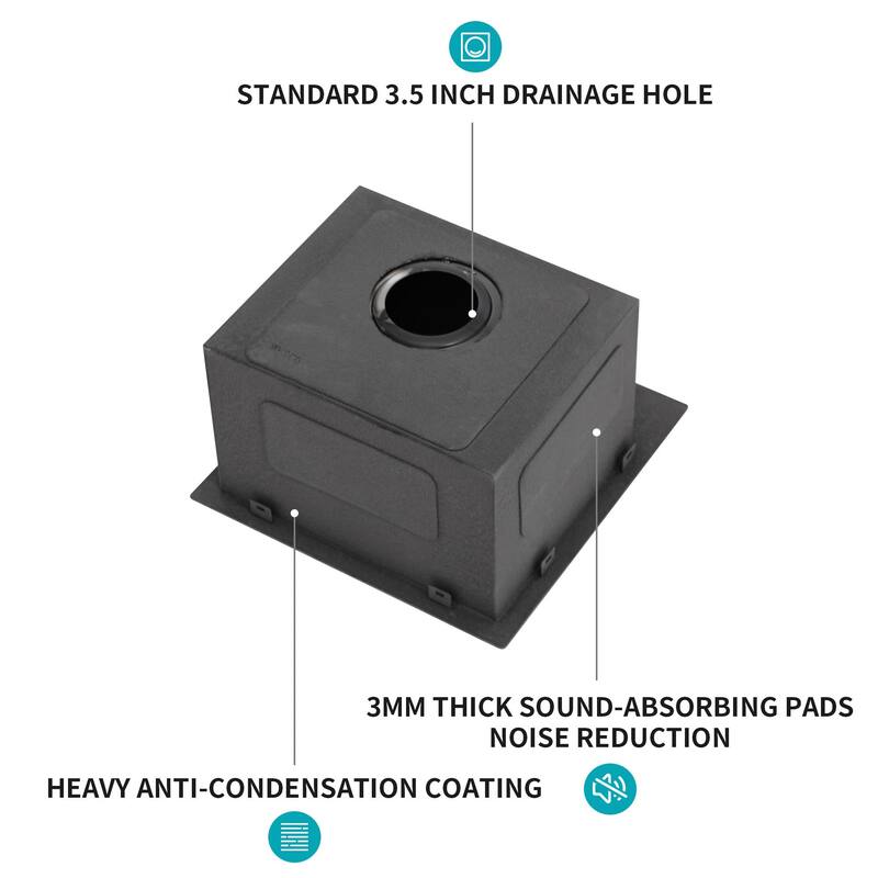 Black Stainless Steel Single Bowl Drop-in Kitchen Sink with Rinse Grid