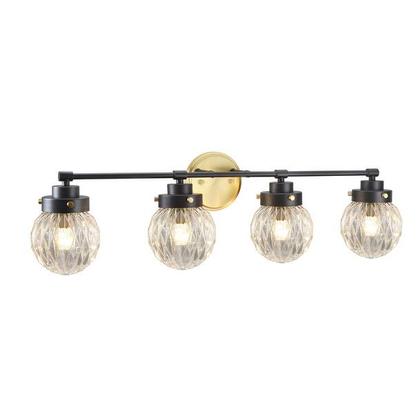 Aspen Creative Bathroom Vanity 4 Lights Fixture, Gold/Black Bed Bath