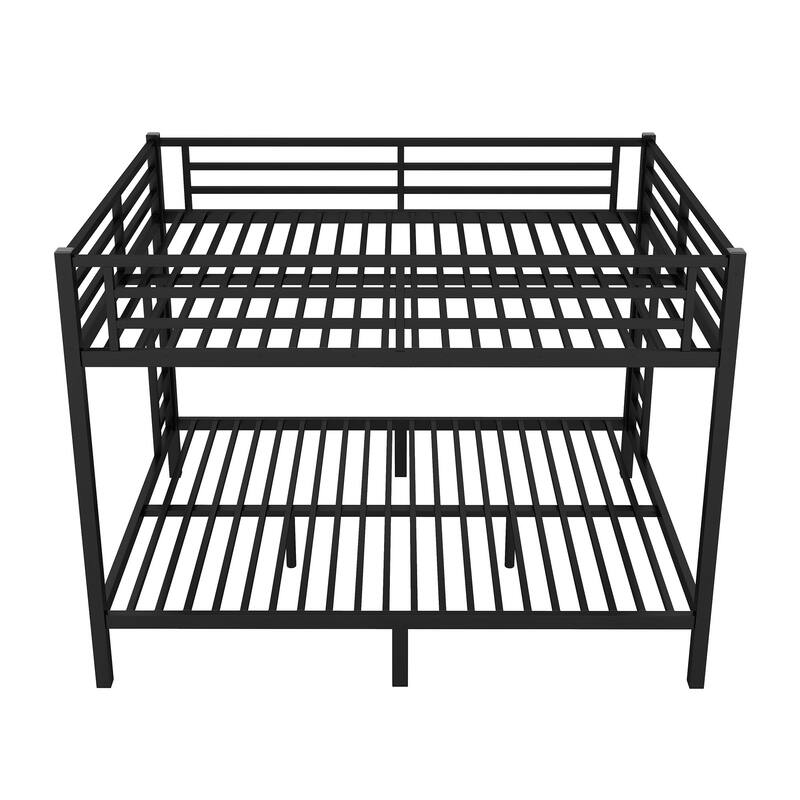 Metal Queen over Queen Bunk Bed for Teens and Adults, Space-Saving Design, Noise-Reduced, No Box Spring Needed, Black
