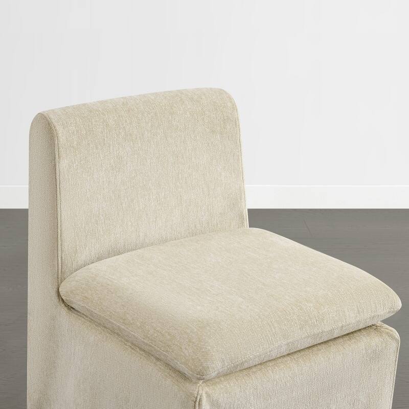 Spruce & Spring Modern Upholstered Dining Chair with Casters, Removable Washable Slipcover