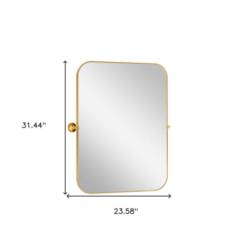 HomeRoots 31" Gold Metal Tilting Framed Accent Mirror - 23.58 in. x 31.44 in. x 0.79 in.