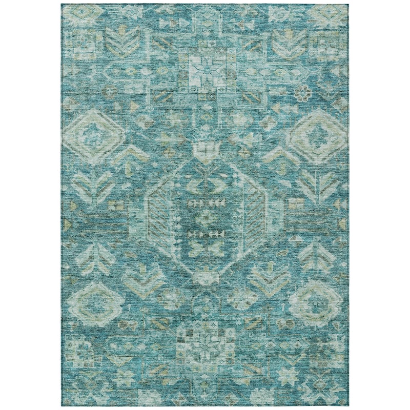 Machine Washable Indoor/ Outdoor Boho Traditional Chantille Rug