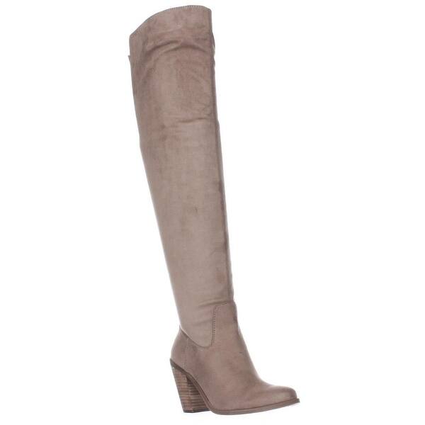 Shop Jessica Simpson Coriee Over The Knee Back Lace Heeled Boots Slater Taupe Overstock 19583620