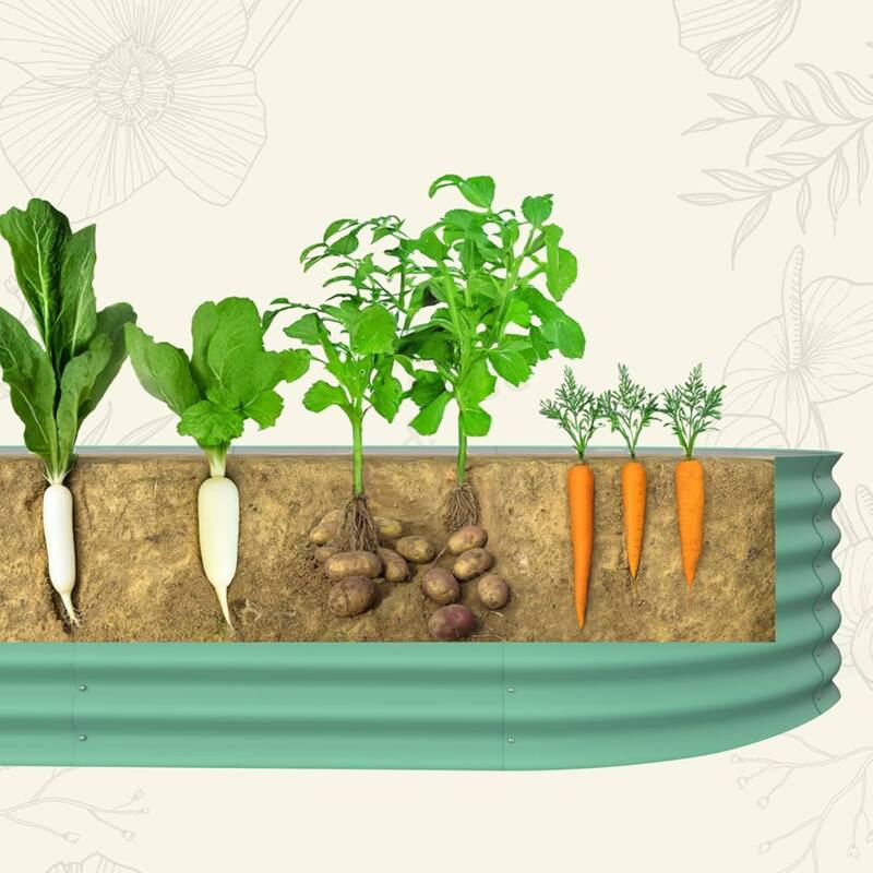 8x4x1.5ft 2Pcs Galvanized Raised Garden Bed Planter Boxes Outdoor, Green for Vegetables, Fruits, Flowers, Herbs - N/A