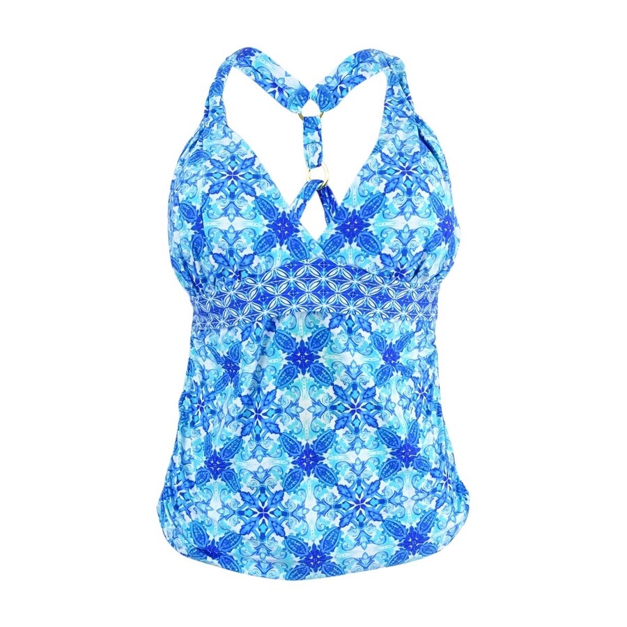 Shop La Blanca Women S True Blue Tile Print Tankini Top Sapphire