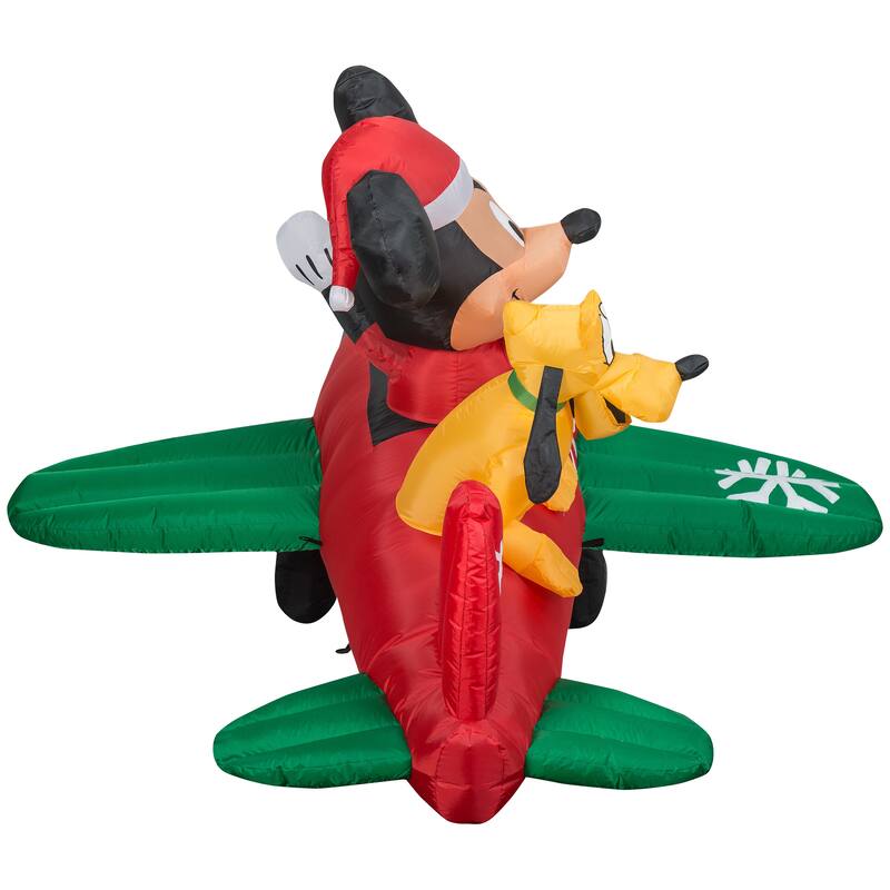 Gemmy Animated Airblown Inflatable Mickey and Pluto Clubhouse Airplane Scene w/LEDs Disney , 4.5 ft Tall