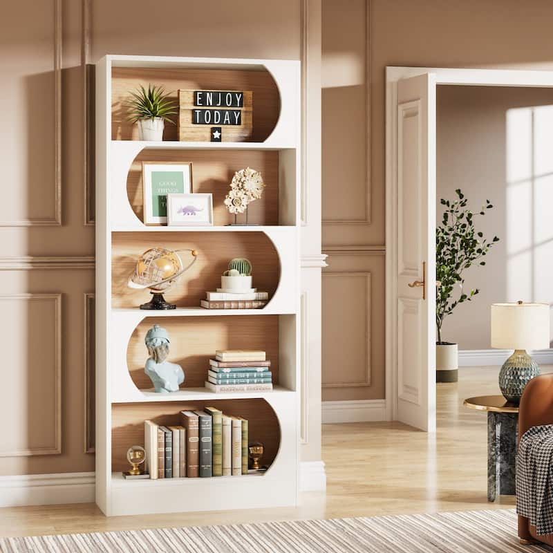 Modern 6 Tier Bookshelf, 71 Inch Tall Bookcase with Classic Shape