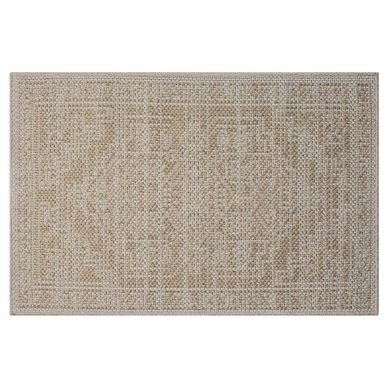 Terra by Obeetee Pavilion Tribal Rug - Natural/Criss Cross - 2' x 3'