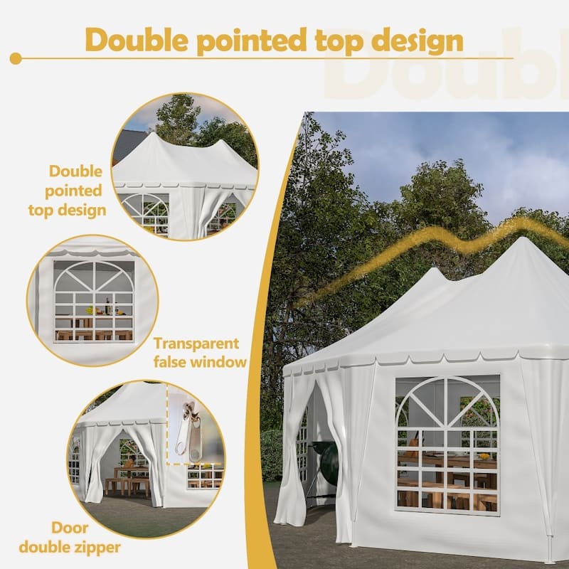 20 x 15 ft Outdoor UV Protection Gazebo Tent with 1 Doors and 7 Windows