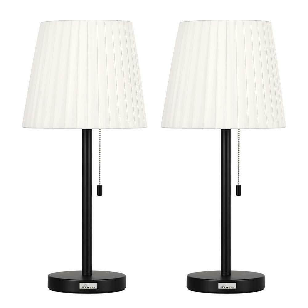 Oumilen Two Contemporary Black Modern Bed Lamp Vintage Accent Lamp