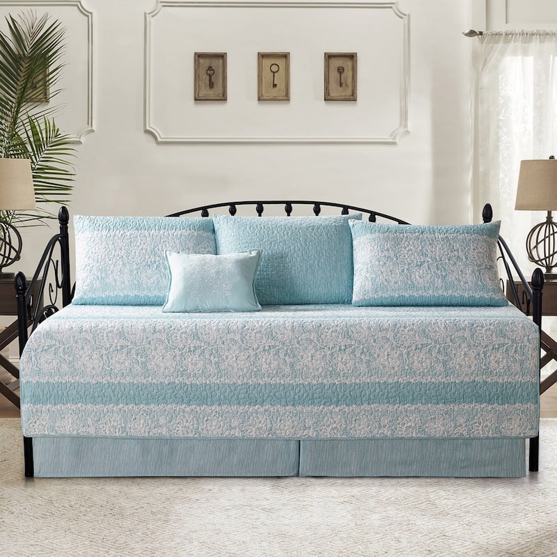 Serenta 6 Piece Cotton Blend Daybed Bedspread Coverlet Set - 75" x 39" - Emma - Teal