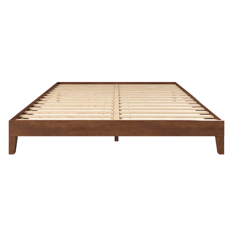King Size Wood Platform Bed with 28-Slat Support System