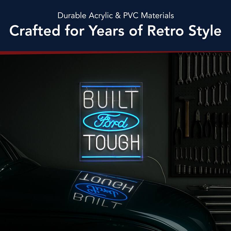 Licensed Ford Built Tough Acrylic LED Wall Decor Sign - 16" x 20" - 16" x 20"