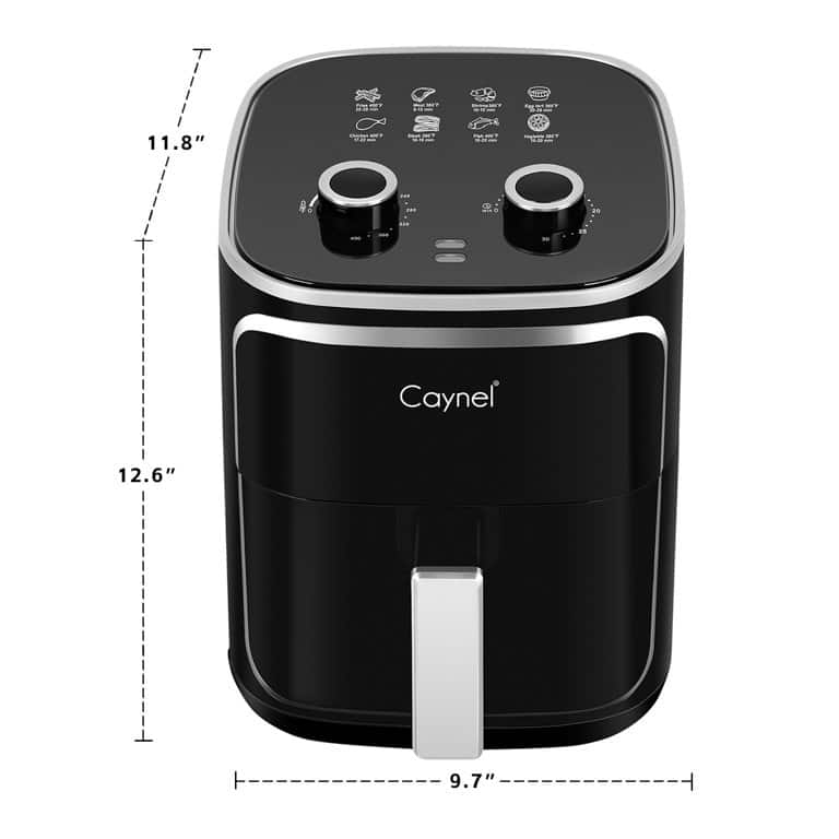 Caynel 5 Quart Compact Air Fryer, 1400w Dishwasher-Safe Basket, Black