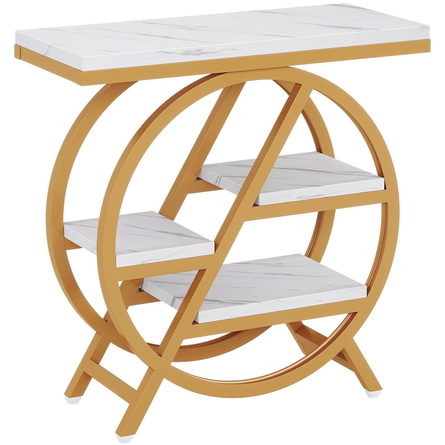 Tribesigns Contemporary 4-Tier Wood End Table with Storage Shelves
