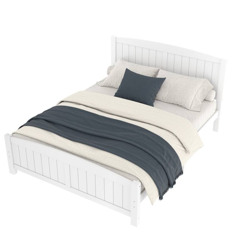 Queen Size Platform Bed, Solid Wood Platform Bed with Support Slats and Strong Structure, No Box Spring Needed