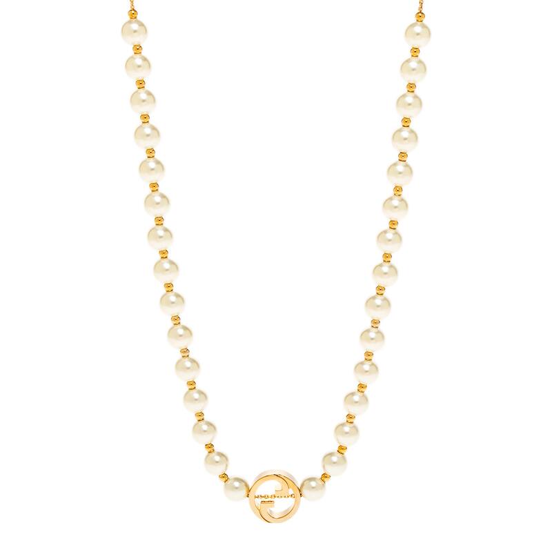 Gucci Interlocking Pearl Necklace - White and Gold-tone - White and Gold-tone