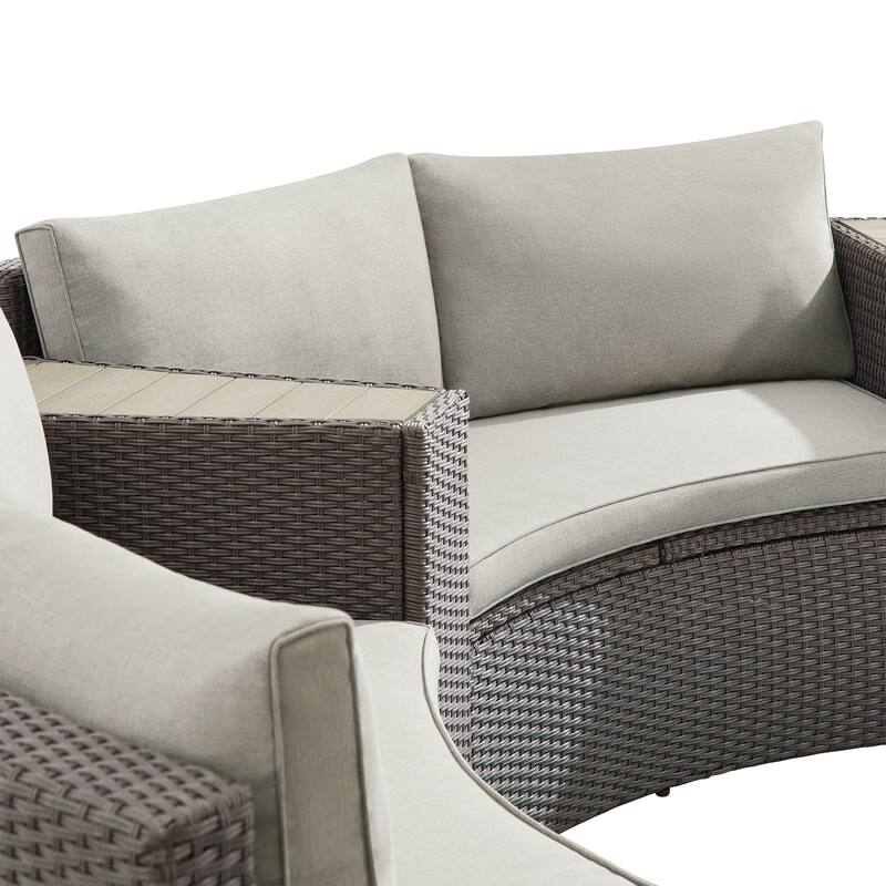 Corvus Fiji Half Round 8-piece Outdoor Wicker Sectional Curved Sofa Set