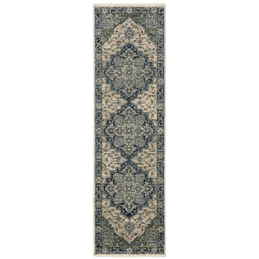 Style Haven Amelie Center Medallion Blue/ Tan Indoor Area Rug
