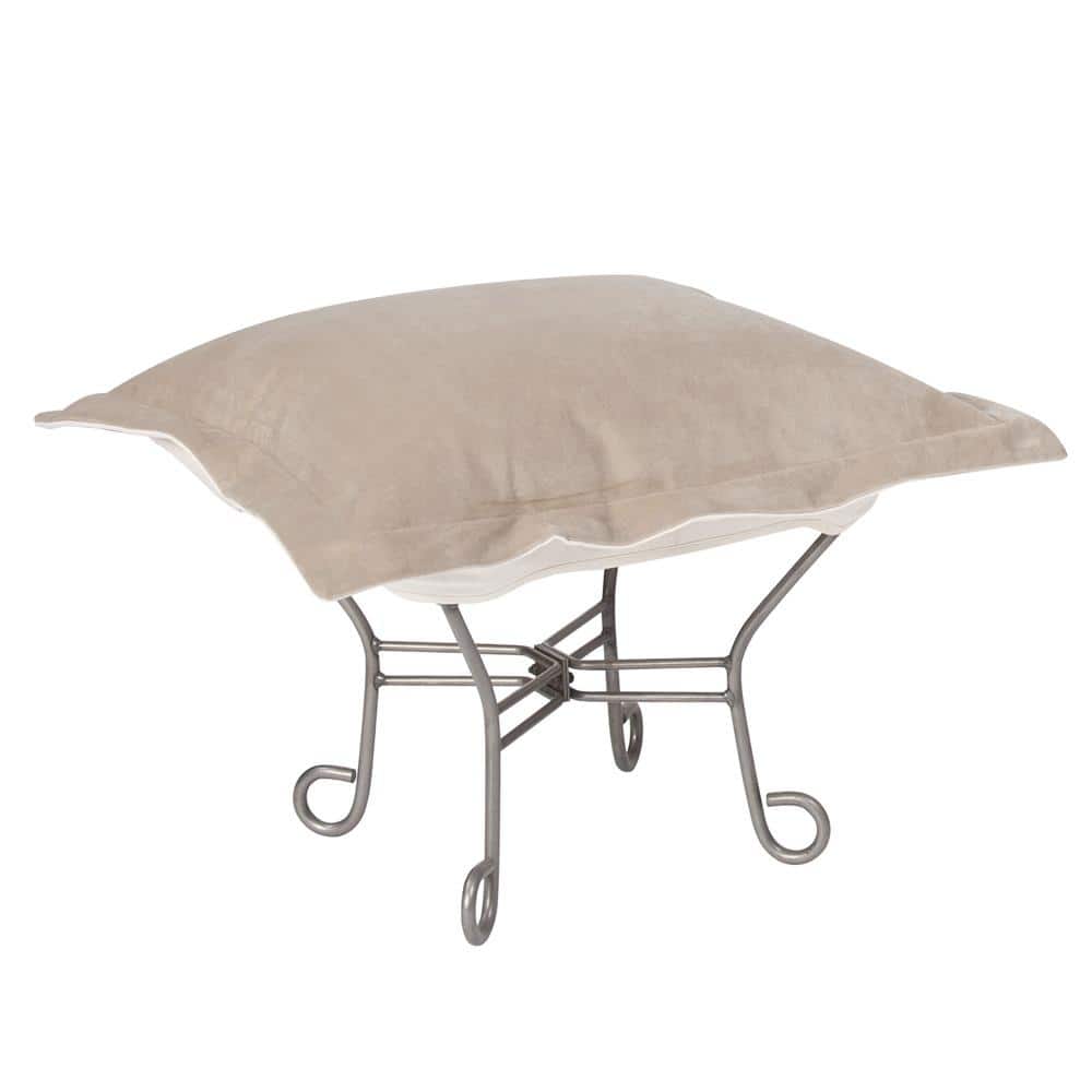 Allan Andrews Scroll Puff Ottoman with Titanium Frame & Cover, Bella Collection