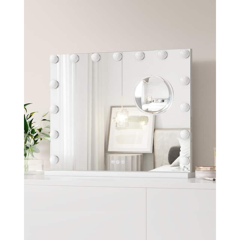 32"x 24" Vanity Mirror with Lights - White_32"24" - White_32"24" - White_32"24"