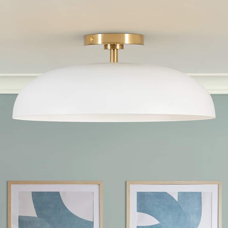 Scandinavian Iron Dome White Glass Dimmable LED Ceiling Light