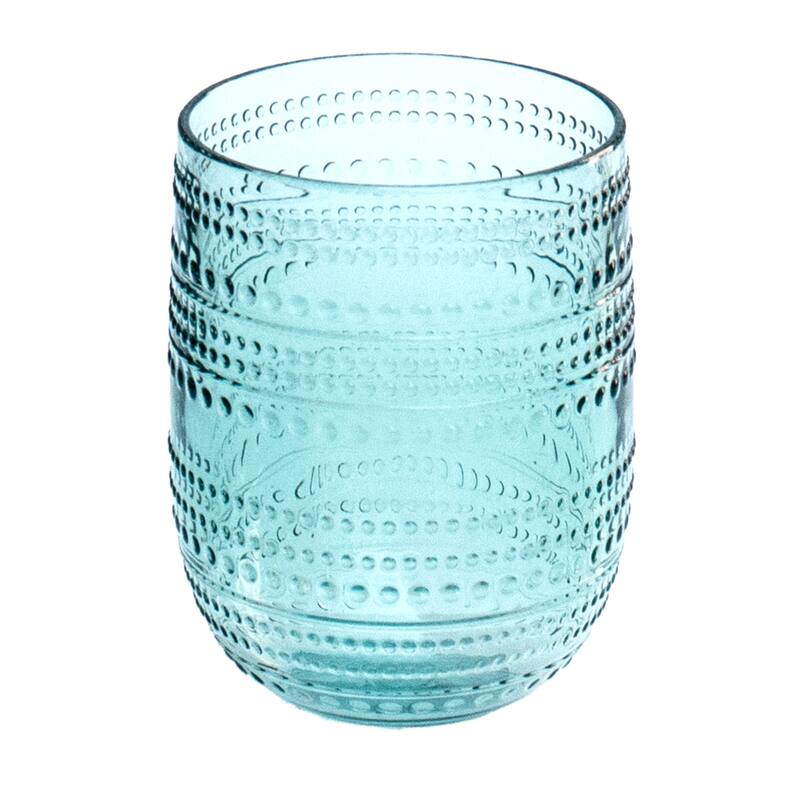 Beaded Stemless , Sea Green, 15 oz, Set of 6