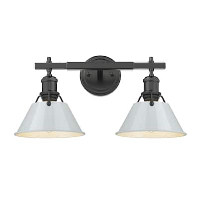 Orwell 2-Light Vanity Light in Matte Black with Dusky Blue