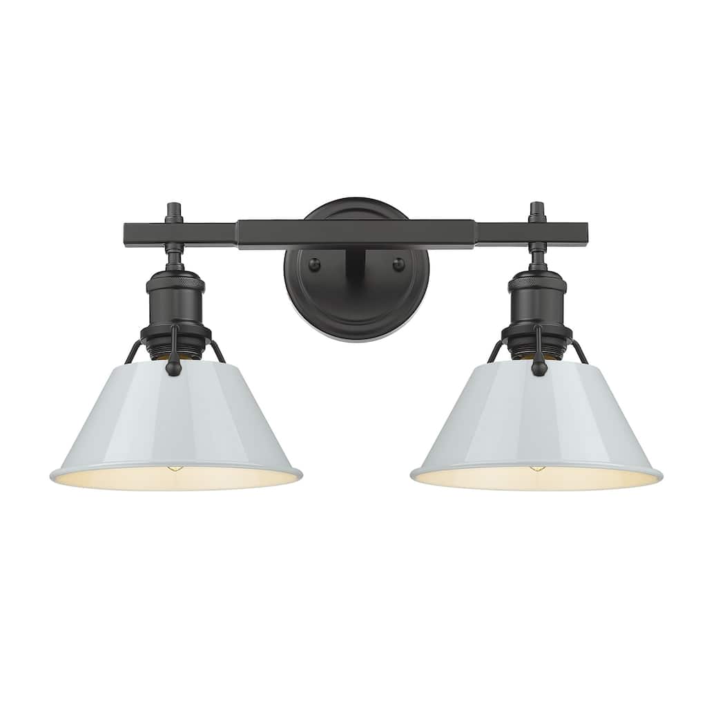 Orwell 2-Light Vanity Light in Matte Black with Dusky Blue