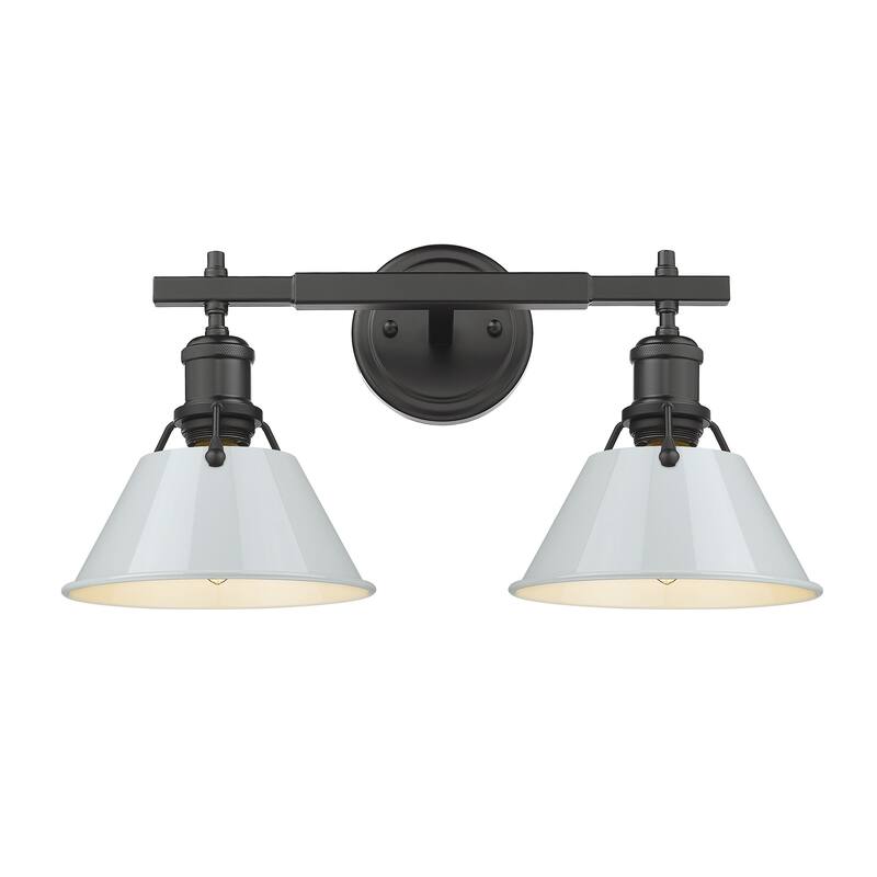 Yep by Golden Lighting Orwell 2-light Vanity in Matte Black and Dusky Blue shade
