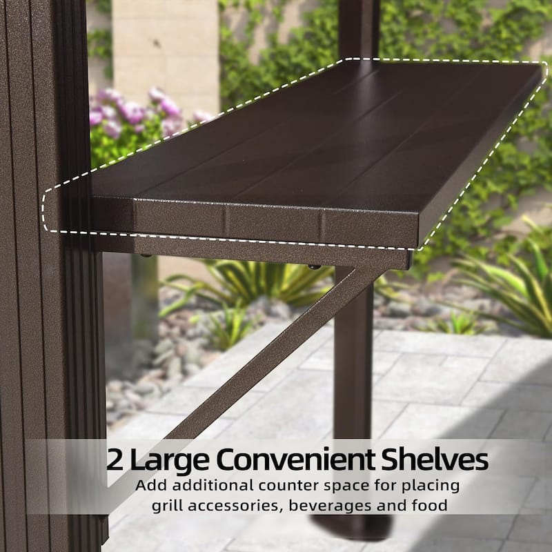 PURPLE LEAF Hardtop Grill Gazebo Galvanized Steel Roof Outdoor BBQ Canopy with Ceiling Hook and Shelves