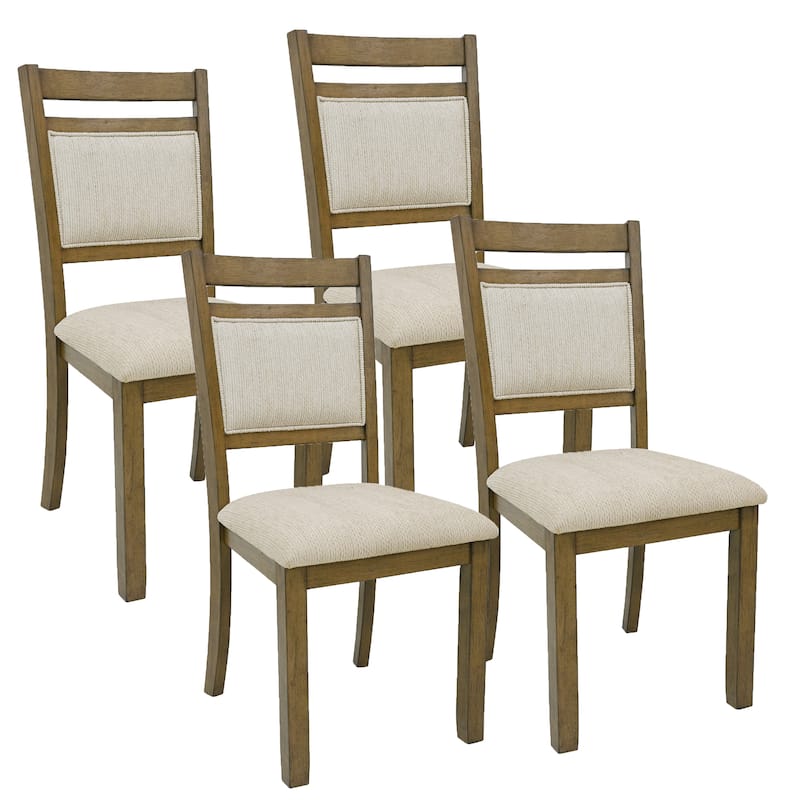 Modern Solid Wood & Fabric Dining Chair, Set of 4 - Black & Beige