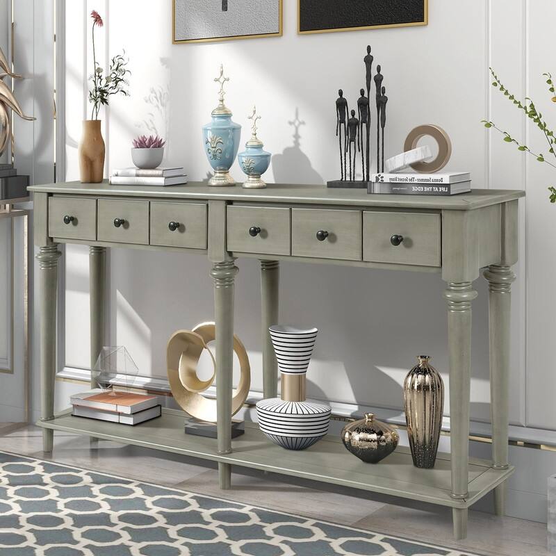Infinitia 60" Console Table with 4 Drawers and Open Shelf