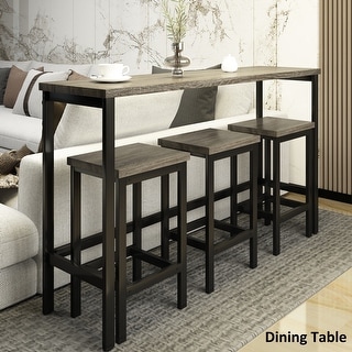 3 Pieces Dining Set with Counter Height Pub Table and 3 Stools, Side ...