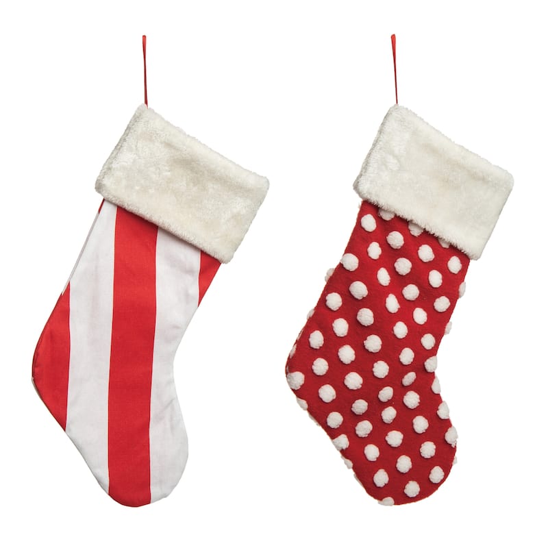 Transpac Polyester 20 in. Multicolored Christmas Stocking Set of 2 ...