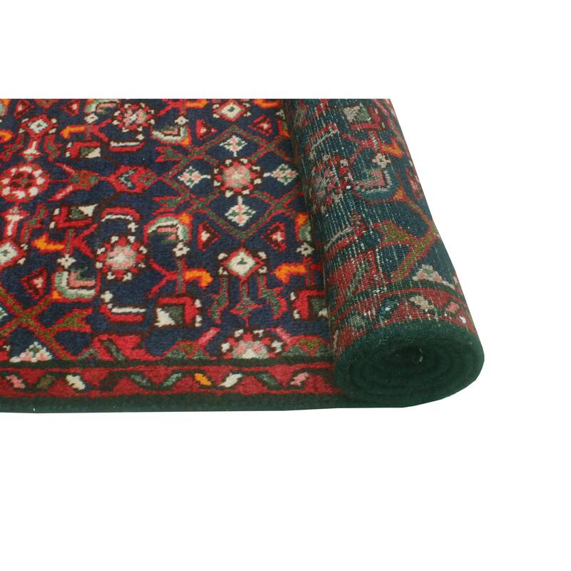 Fine Vintage Distressed Laily Navy/Red Runner - 1'10" x 13'2"