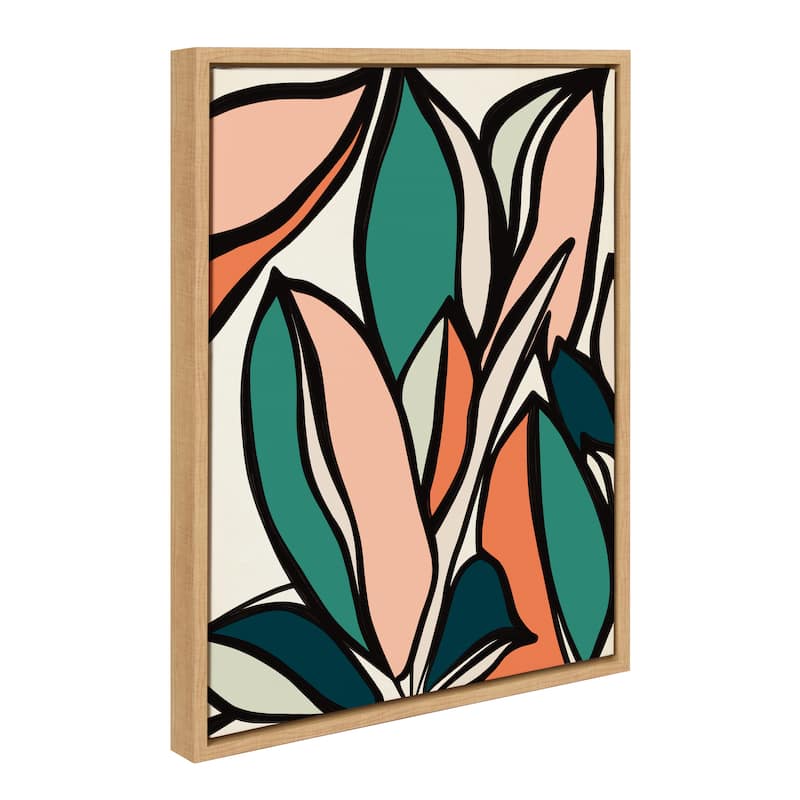 Kate and Laurel Sylvie Fanciful Ficus 2 Framed Canvas by Alicia Bock - 18x24 - Natural
