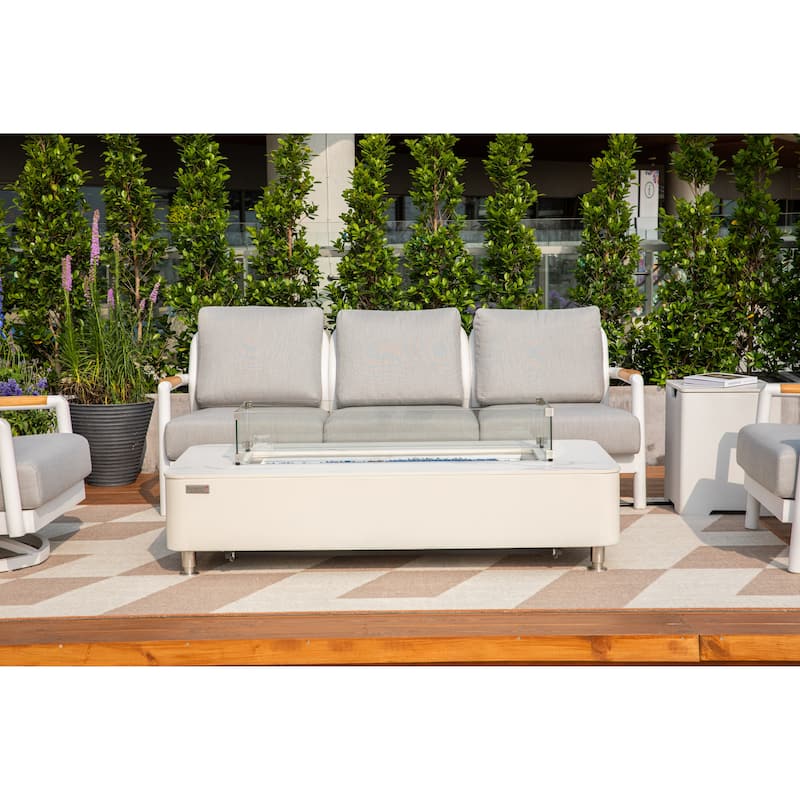 Elementi Santorini Outdoor Aluminum 3-Seat Sofa with Sunbrella® Cushions