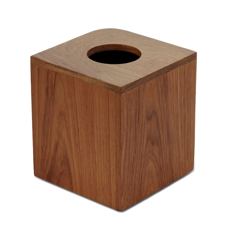 Designer Genuine Teak Tissue Box Cover - 6" x 5.3" x 5.3"
