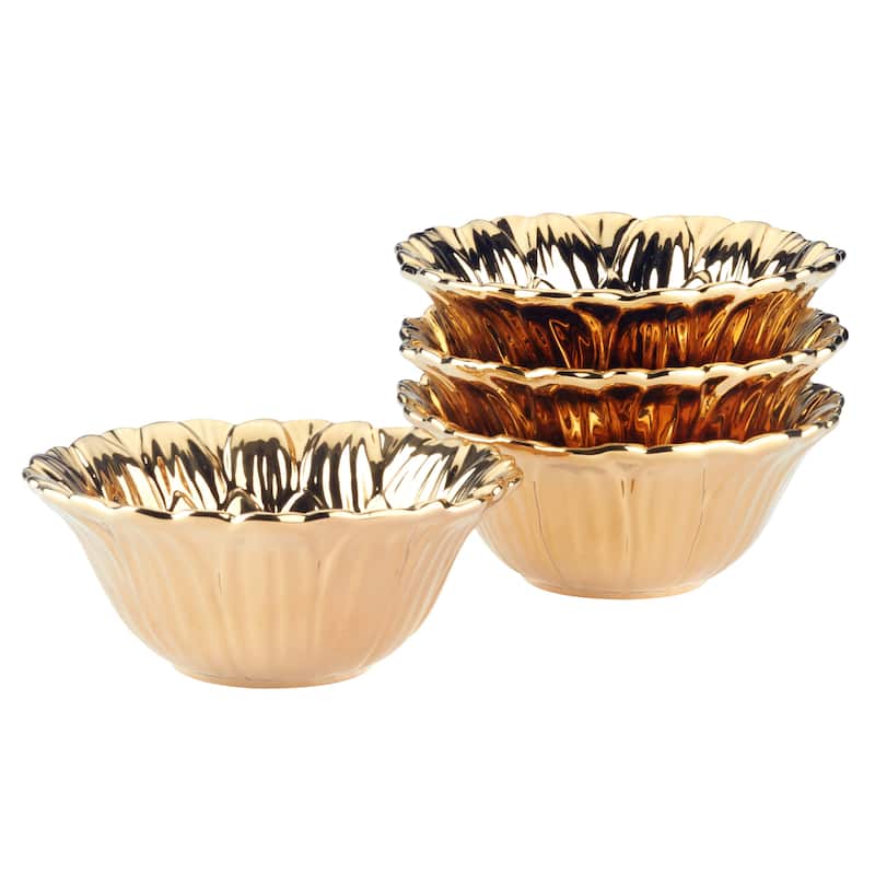 Certified International Gold Coast 3-Dset of 4 Sunflower Ice Cream Bowls - 6.25" Diam x 2.5"