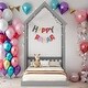 preview thumbnail 1 of 25, House-Style Funny Twin House-shaped Roof Headboard Floor Kids Furniture Bed Kidsbed, Grey Grey