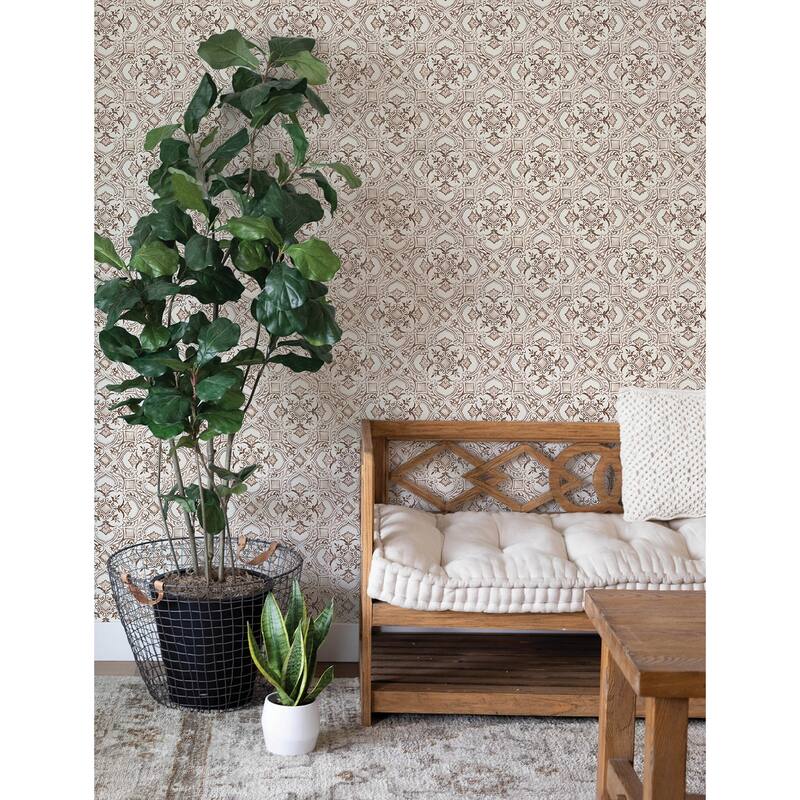 Chesapeake Marjoram Light Grey Floral Tile Wallpaper