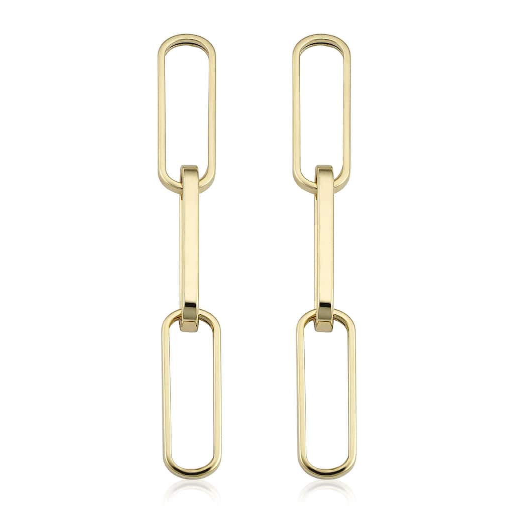 14k Yellow Gold Polished Paper Clip Dangle Earrings (1.7 inches)