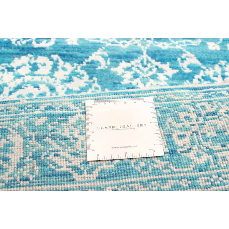 ECARPETGALLERY Hand-knotted Heritage Turquoise Silk, Wool Rug - 2' 6" x 7' 8"