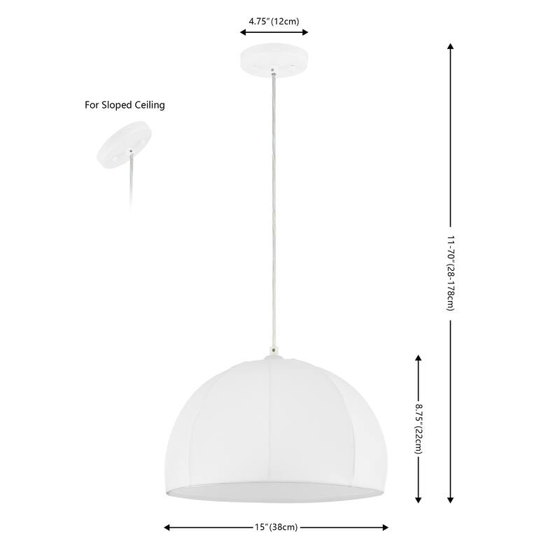 SAFAVIEH Lighting Ilariana Extendable Pendant - 15 In. W x 15 In. D x 25873 In. H - White - 15Wx15Dx70H