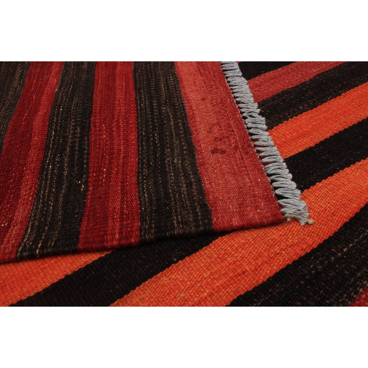 ECARPETGALLERY FlatWeave Boho Dark Red Wool Kilim 6'0 x 10'2 Bed