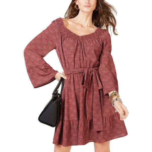 Shop Michael Michael Kors Womens Smocked Tie Waist Dress Small