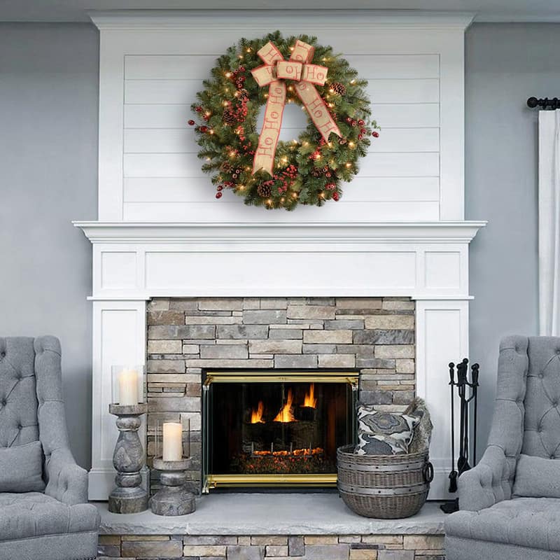 Puleo International 30" Pre-Lit Decorated Wreath - 30"